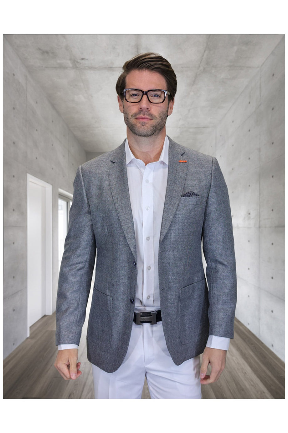 Statement "Valentin" Grey Solid Sports Jacket (Patch Pockets)