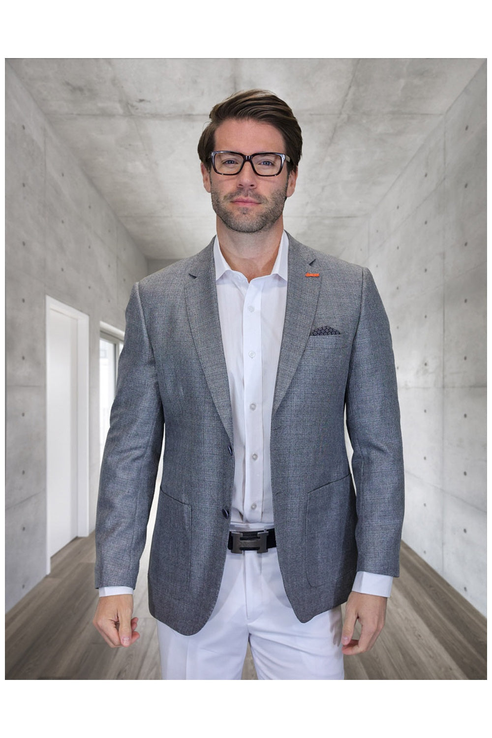 Statement "Valentin" Grey Solid Sports Jacket (Patch Pockets)