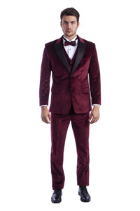 "Piedmont" Burgundy Velvet Tuxedo Jacket (Separates)