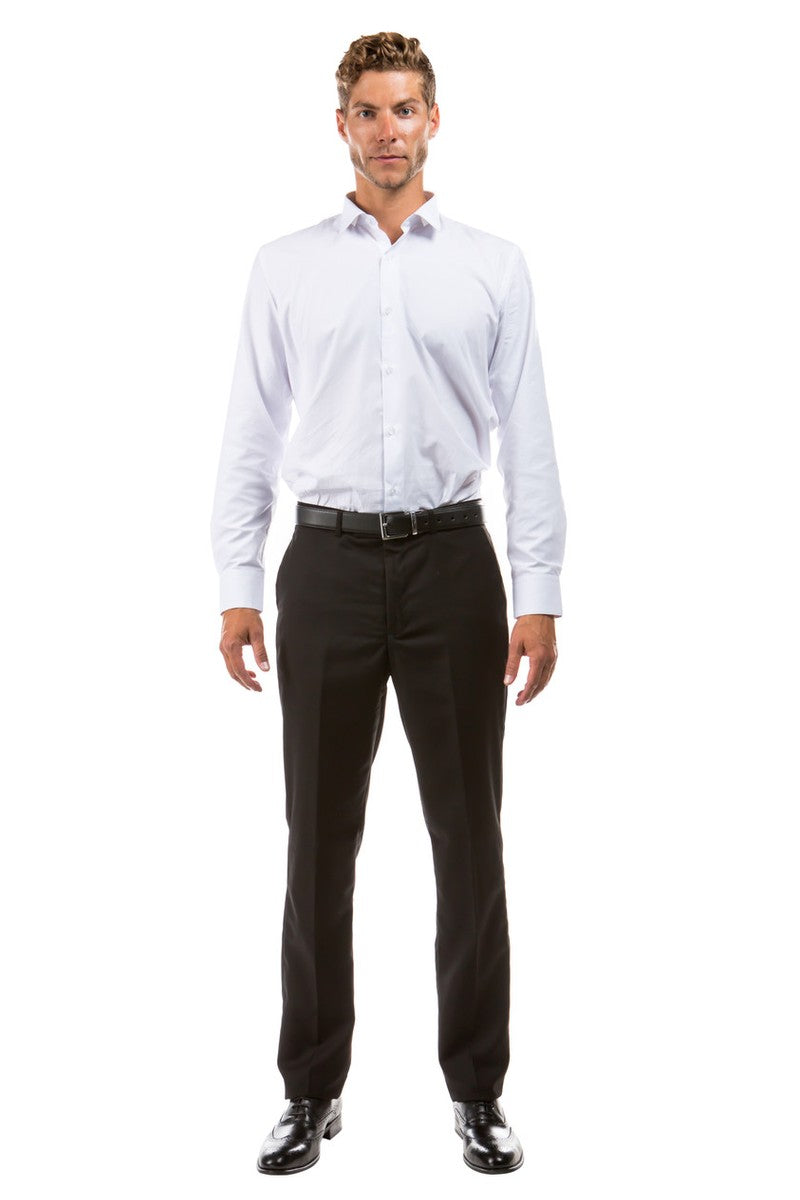 "Vail" Black Plain Front Pants