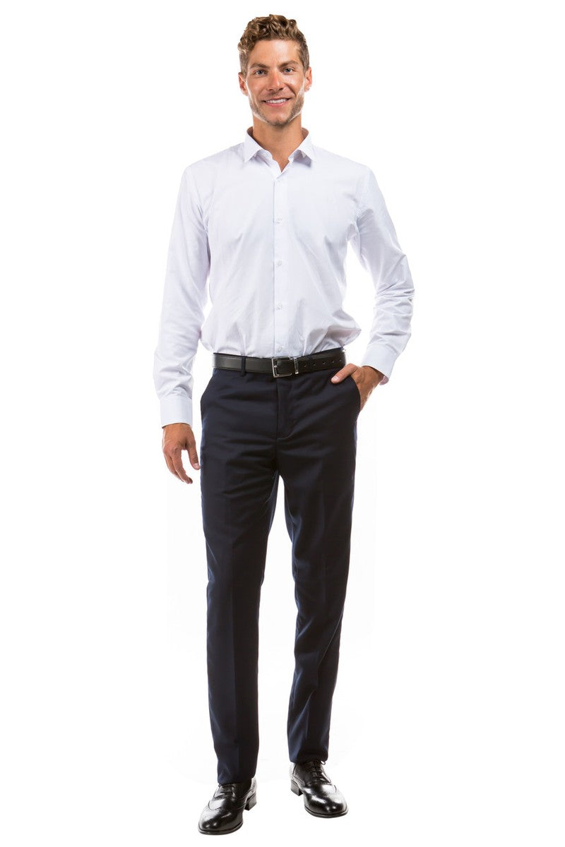"Vail" Navy Plain Front Pants