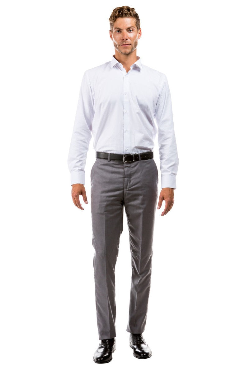 "Vail" Medium Grey Plain Front Pants