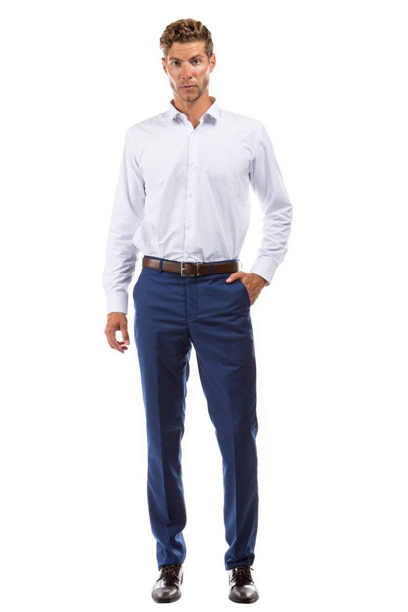 "Vail" Blue Plain Front Pants