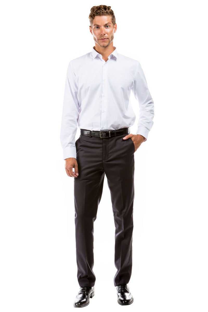 "Vail" Charcoal Plain Front Pants