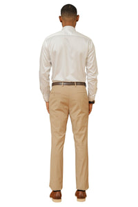 "Cairo" Tan Plain Front Pants (Skinny Fit)