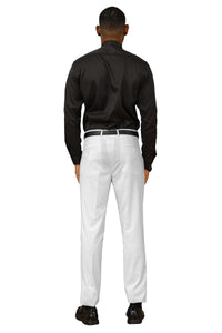 "Cairo" White Plain Front Pants (Skinny Fit)