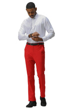 "Cairo" Red Plain Front Pants (Skinny Fit)