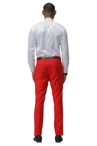 "Cairo" Red Plain Front Pants (Skinny Fit)