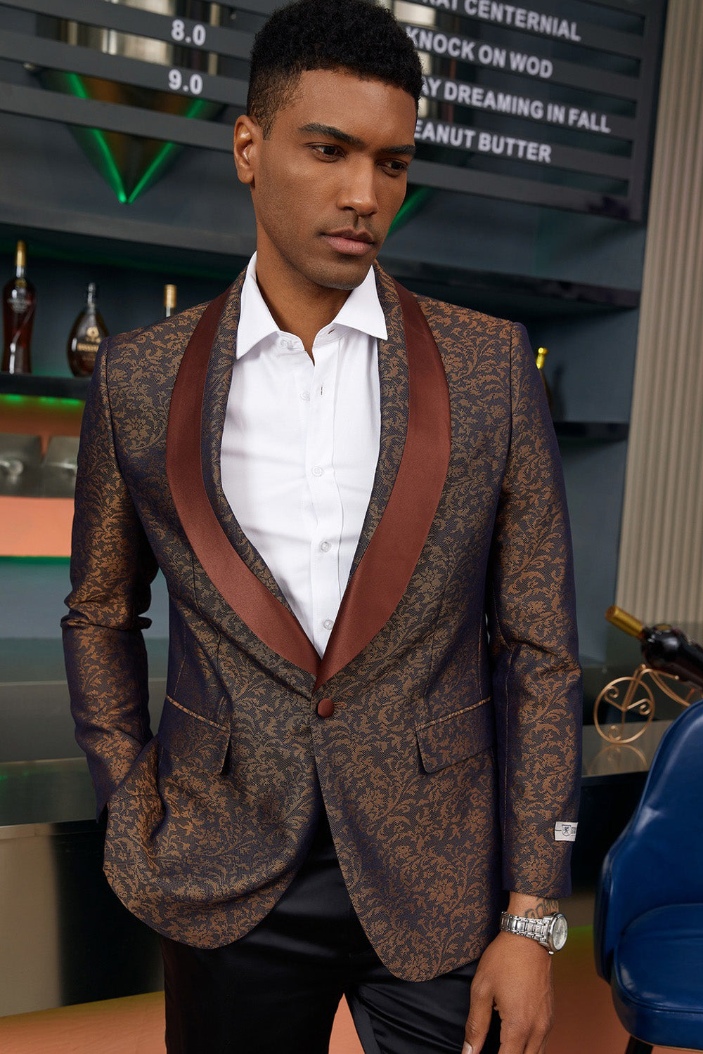 "Damon" Rust Tuxedo Jacket (Separates)