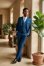 Tazio "Benjamin" Kids Textured Blue 5-Piece Suit