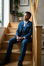 Tazio "Benjamin" Kids Textured Blue 5-Piece Suit