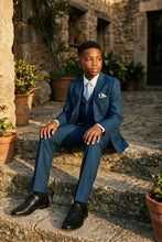 Tazio "Benjamin" Kids Textured Blue 5-Piece Suit