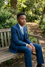 Tazio "Benjamin" Kids Textured Blue 5-Piece Suit