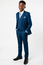 Tazio "Benjamin" Kids Textured Blue 5-Piece Suit