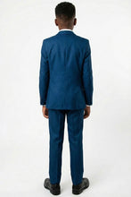 Tazio "Benjamin" Kids Textured Blue 5-Piece Suit