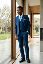 Tazio "Benjamin" Kids Textured Blue 5-Piece Suit