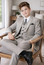 Tazio "Benjamin" Kids Textured Light Grey 5-Piece Suit