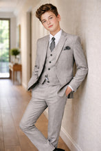Tazio "Benjamin" Kids Textured Light Grey 5-Piece Suit