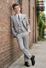 Tazio "Benjamin" Kids Textured Light Grey 5-Piece Suit