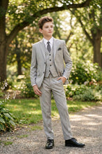 Tazio "Benjamin" Kids Textured Light Grey 5-Piece Suit