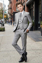 Tazio "Benjamin" Kids Textured Light Grey 5-Piece Suit