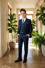 Tazio "Benjamin" Kids Textured Navy 5-Piece Suit