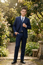 Tazio "Benjamin" Kids Textured Navy 5-Piece Suit