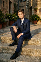 Tazio "Benjamin" Kids Textured Navy 5-Piece Suit