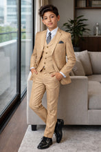 Tazio "Benjamin" Kids Textured Wheat 5-Piece Suit