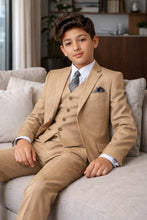 Tazio "Benjamin" Kids Textured Wheat 5-Piece Suit