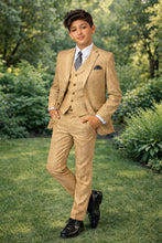 Tazio "Benjamin" Kids Textured Wheat 5-Piece Suit