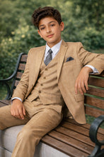 Tazio "Benjamin" Kids Textured Wheat 5-Piece Suit