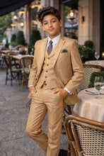 Tazio "Benjamin" Kids Textured Wheat 5-Piece Suit
