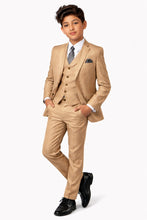Tazio "Benjamin" Kids Textured Wheat 5-Piece Suit