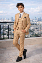 Tazio "Benjamin" Kids Textured Wheat 5-Piece Suit