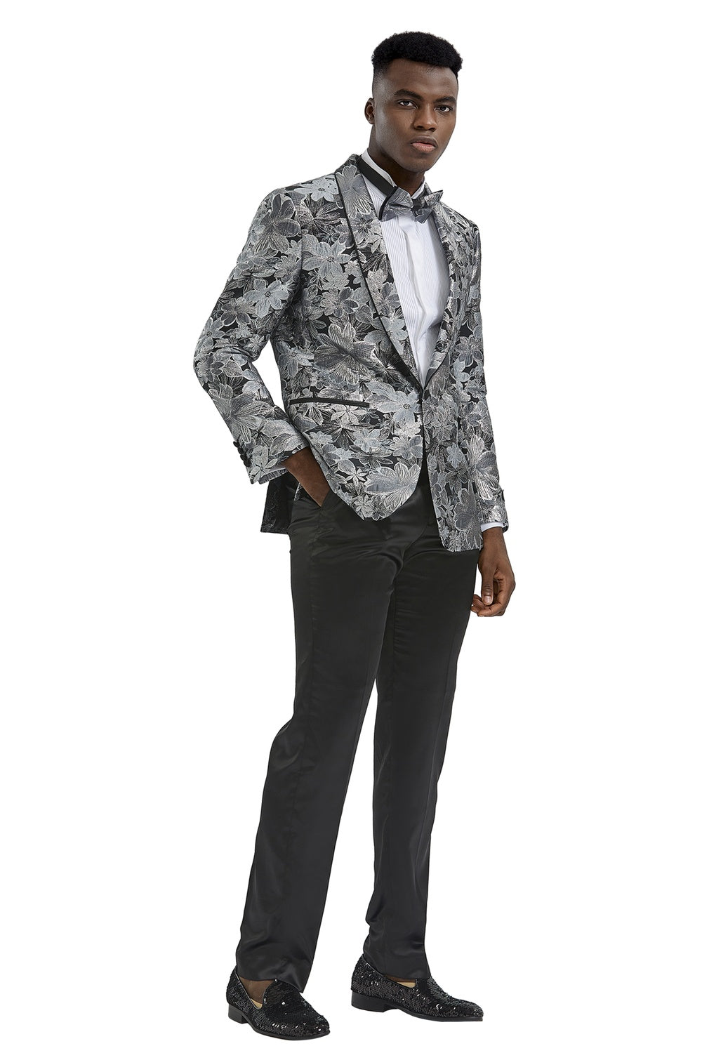 Tazio "Bloom" Silver Tuxedo Jacket (Separates)