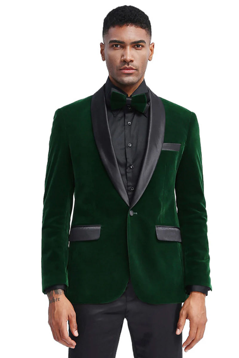 Tazio "Royale" Hunter Green Velvet Tuxedo Jacket (Separates)