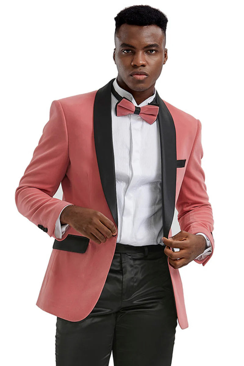 Tazio "Royale" Mauve Coral Pink Velvet Tuxedo Jacket (Separates)