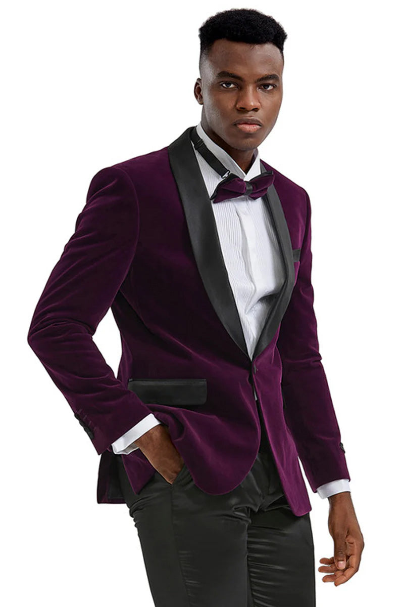 Tazio "Royale" Purple Velvet Tuxedo Jacket (Separates)