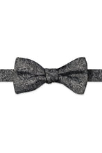 Ted Stanford Black Silver Aries Floral Paisley Hand Knot Banded Bow Tie