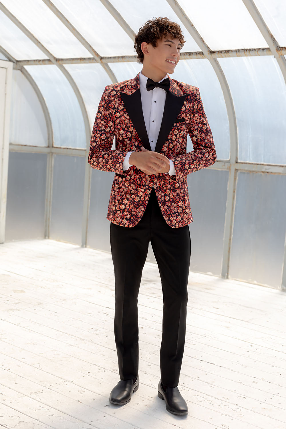 Ted Stanford "Floral Fusion" Burnt Orange Peak Tuxedo Jacket (Separates)