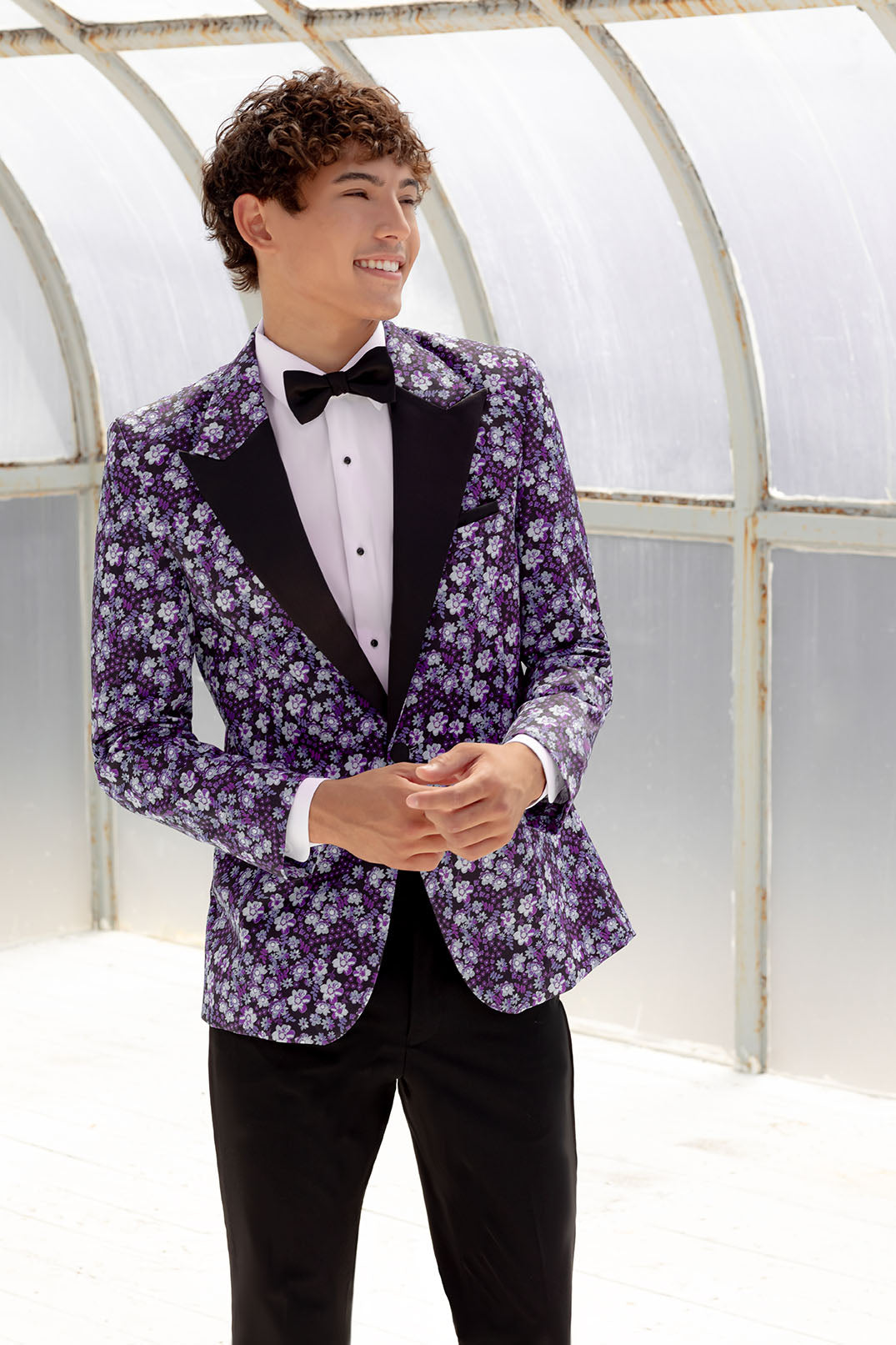 Ted Stanford "Floral Fusion" Plum Peak Tuxedo Jacket (Separates)