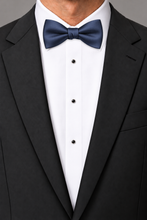 Ted Stanford Indigo Metro Satin Hand Knot Banded Bow Tie