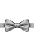 Ted Stanford Light Grey Metro Satin Hand Knot Banded Bow Tie
