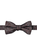Ted Stanford Merlot Aries Floral Paisley Hand Knot Banded Bow Tie