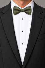 Ted Stanford OD Green Metro Satin Hand Knot Banded Bow Tie