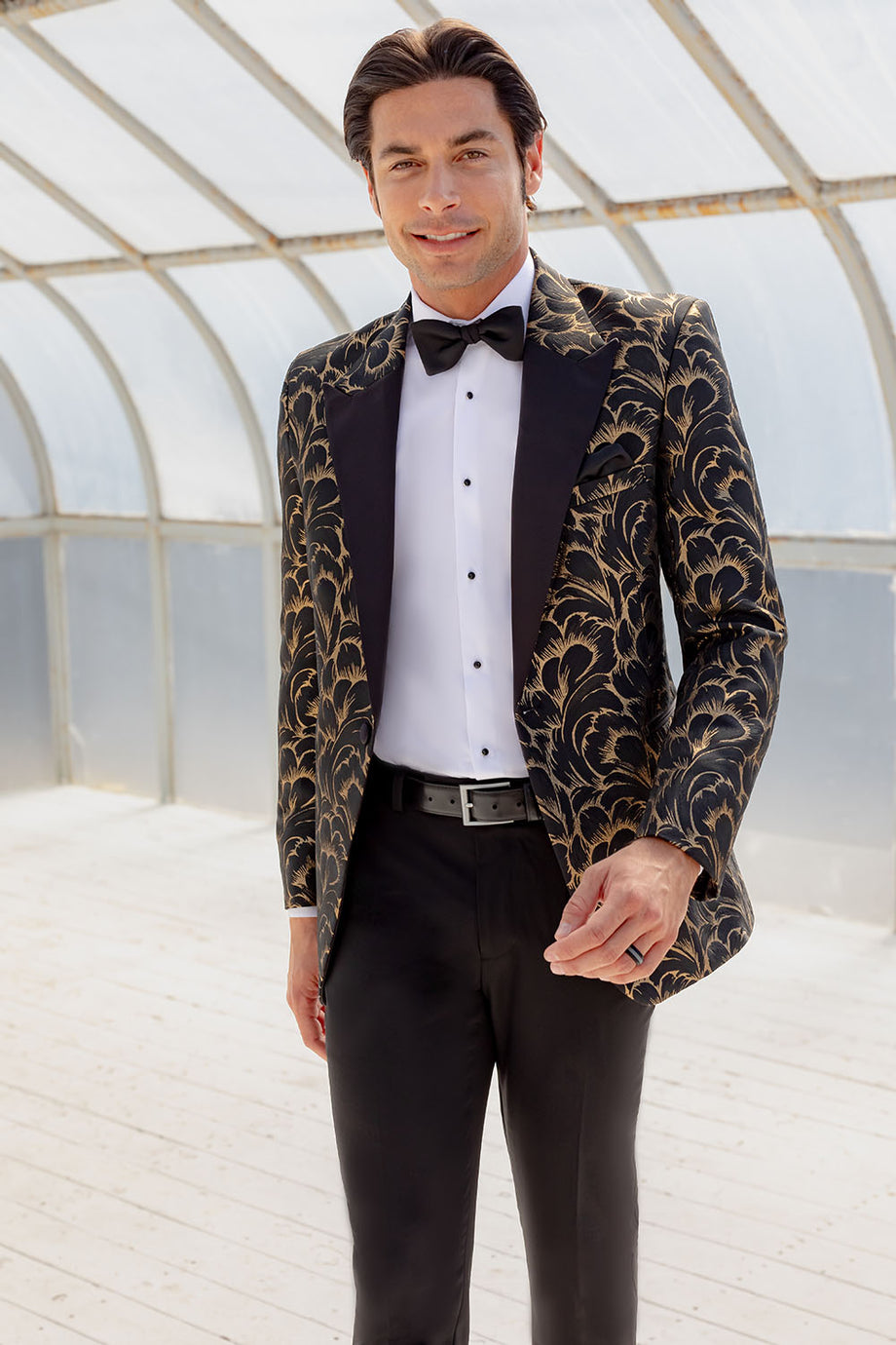 Ted Stanford "Savannah" Black & Gold Peak Tuxedo Jacket (Separates)
