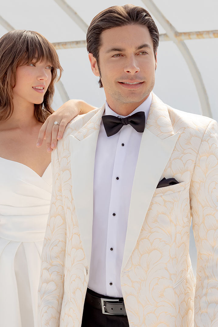 Ted Stanford "Savannah" Ivory & Gold Peak Tuxedo Jacket (Separates)