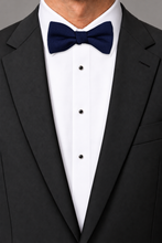 Ted Stanford True Navy Metro Solid Hand Knot Banded Bow Tie