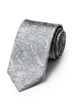 Ted Stanford White Silver Aries Floral Paisley Necktie